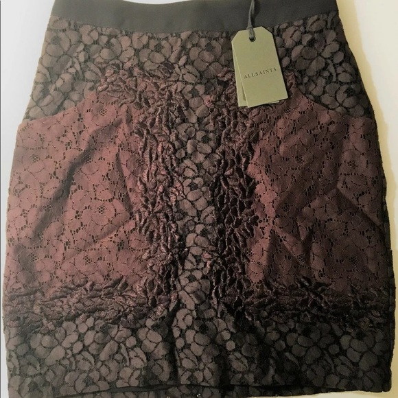 NWT All Saints Dark Purple Pencil Skirt - Picture 4 of 6
